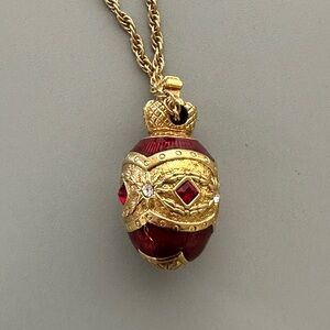 Joan Rivers Red Crown Egg Pendent